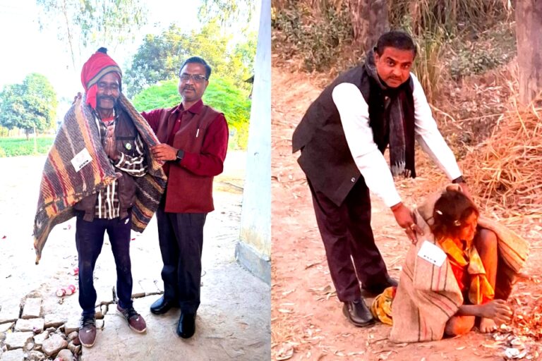 लेखपाल ने गरीबों में गरम कम्बलों का किया वितरण