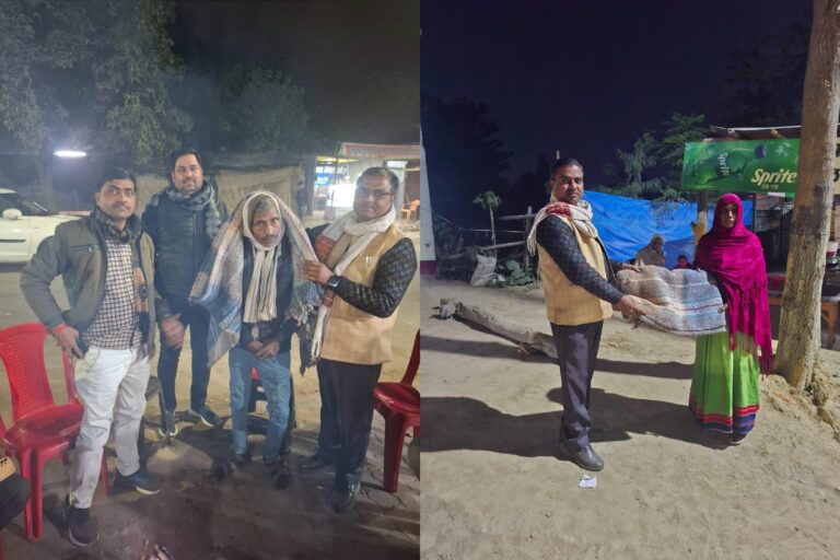नगर व ग्रमीण लेखपाल ने गरीब निराश्रितों में वितरित किए कंबल